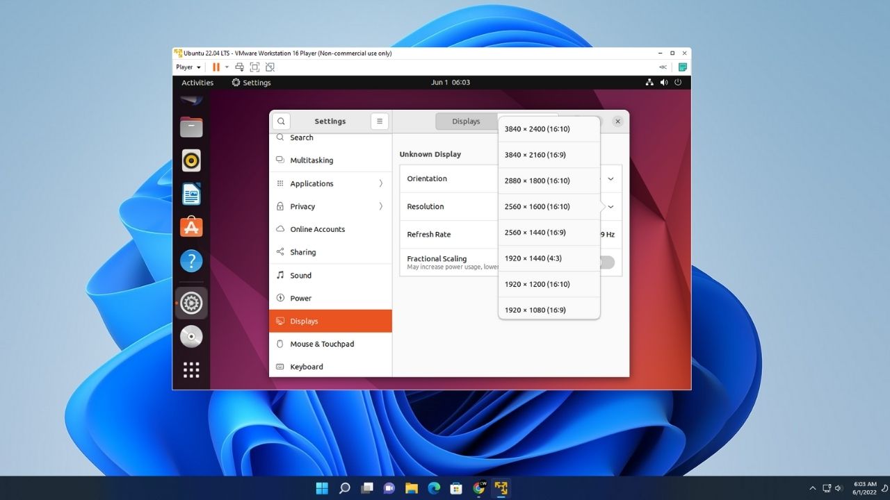Changing Ubuntu Screen Size in VMware