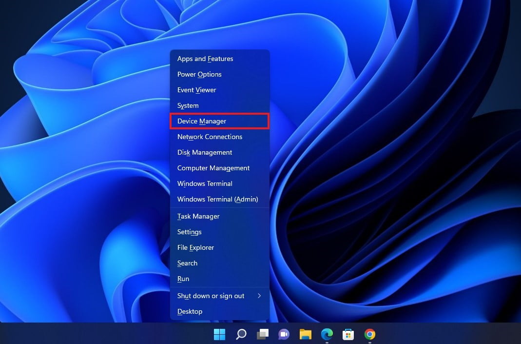 Context Menu  with Device Manager Highlighted