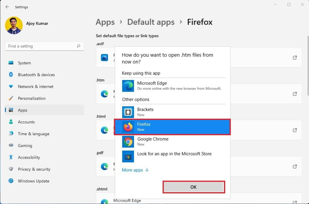 Changing Default Browser on Windows 11