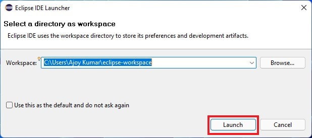 Selecting a Directory as Workspace