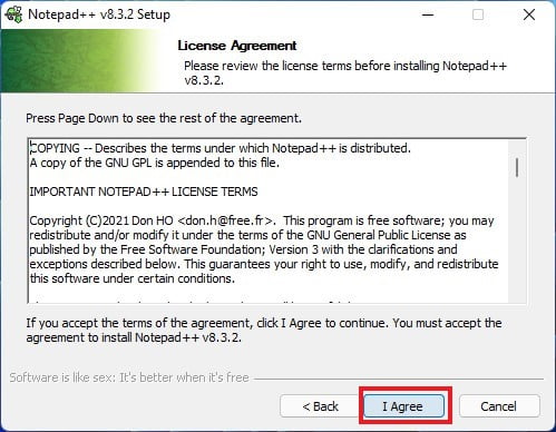 Notepad++ License Agreement
