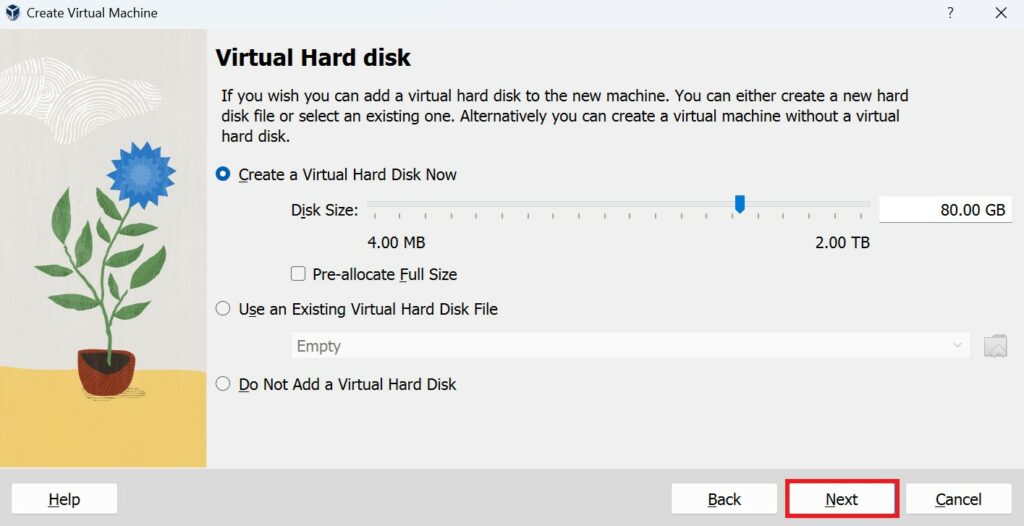 Allocate Virtual Hard Disk