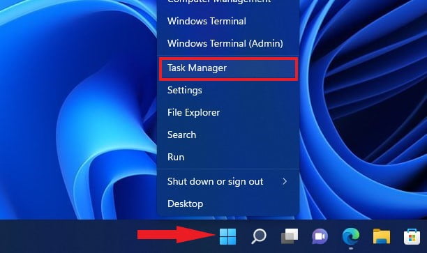 Opening Task Manager from Start Button