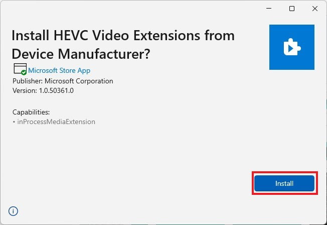 Play 4K Videos using HEVC Video Extension