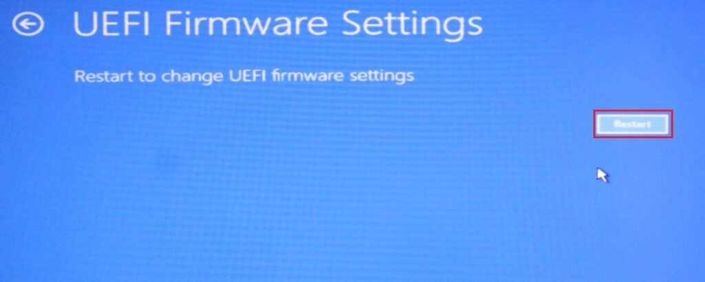 Restart to Change UEFI Settings