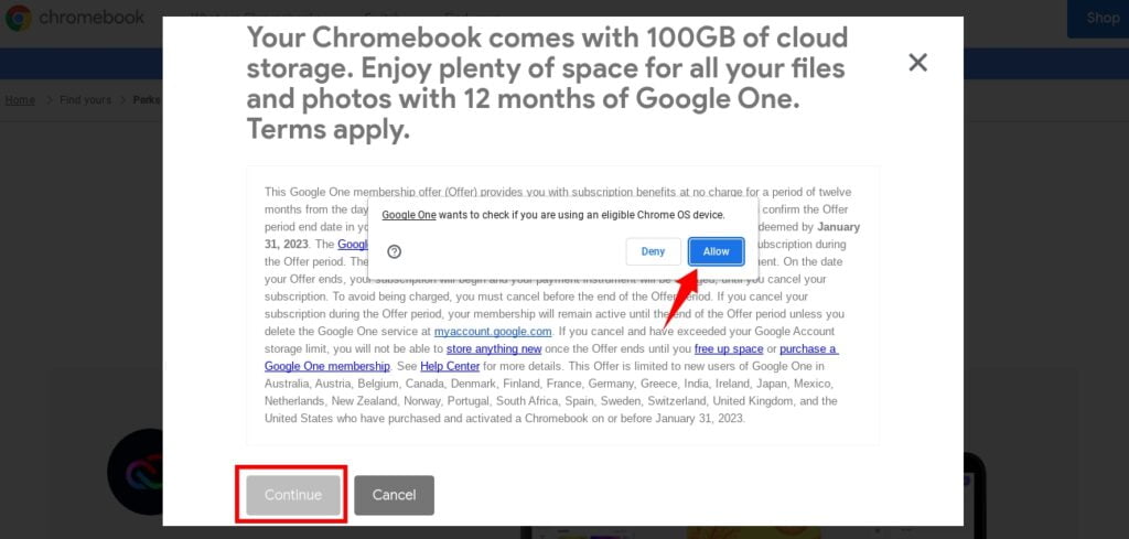Accepting Offer Details and Subscription Benefits of Chromebook Perks