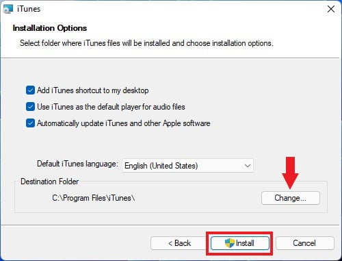 iTunes Installation Options