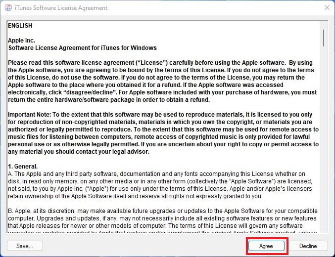 iTunes Software License Agreement