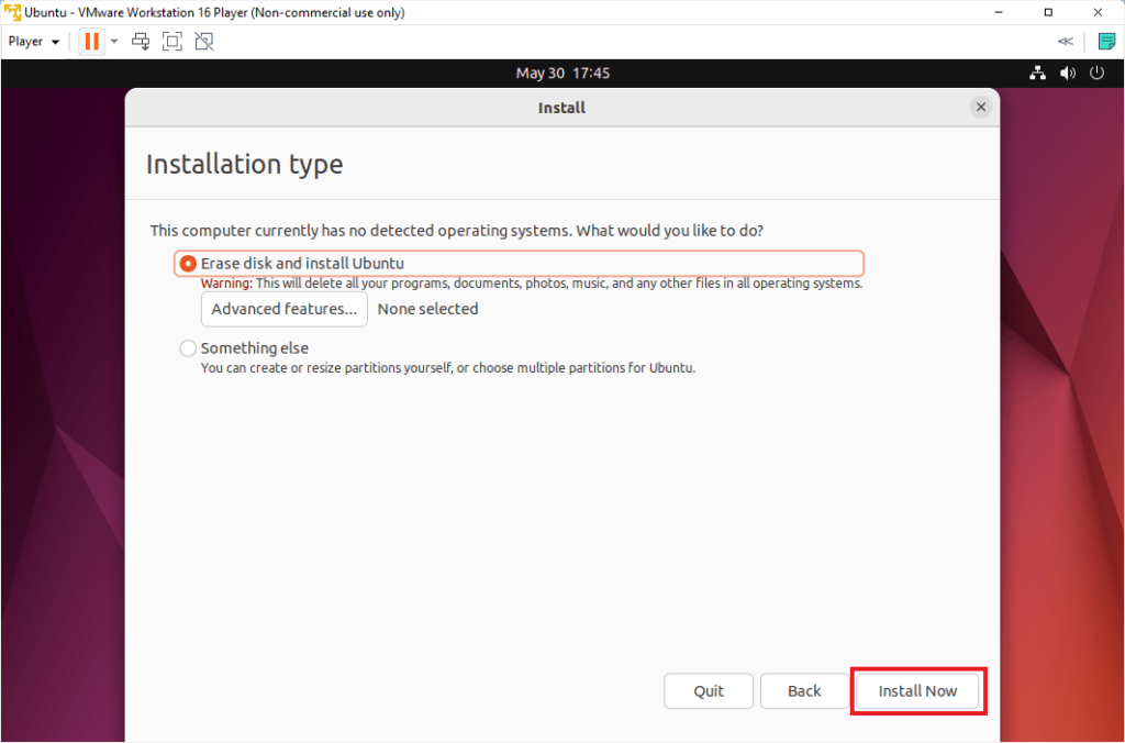 Select the Installation Type