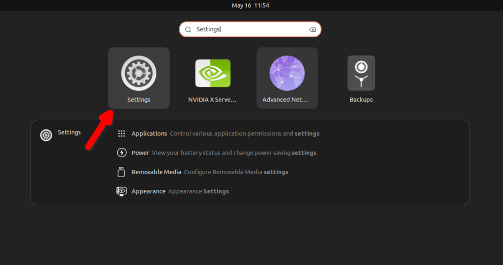 Accessing Settings on Ubuntu