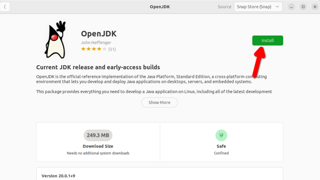 Click on Install to get OpenJDK