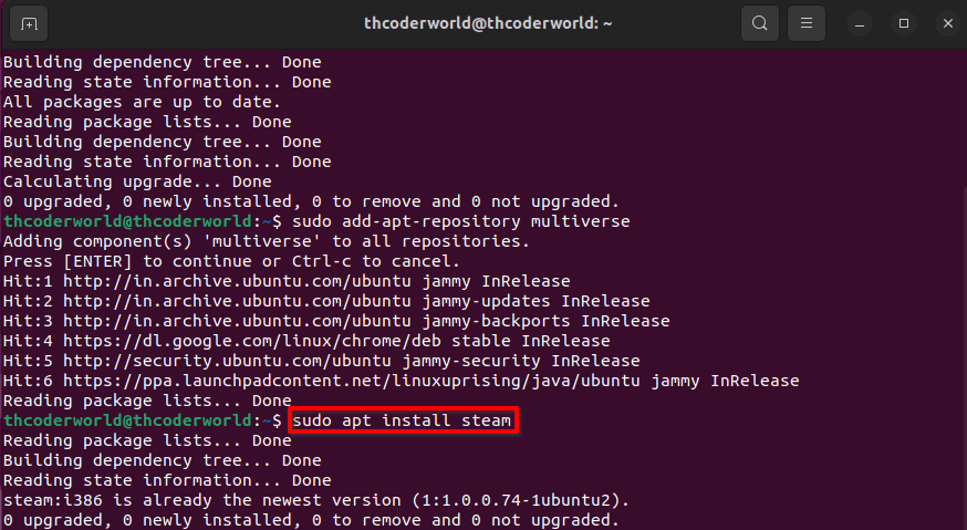 Installing Steam on Ubuntu
