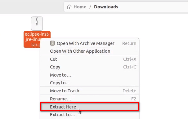 Extracting Eclipse Installer File