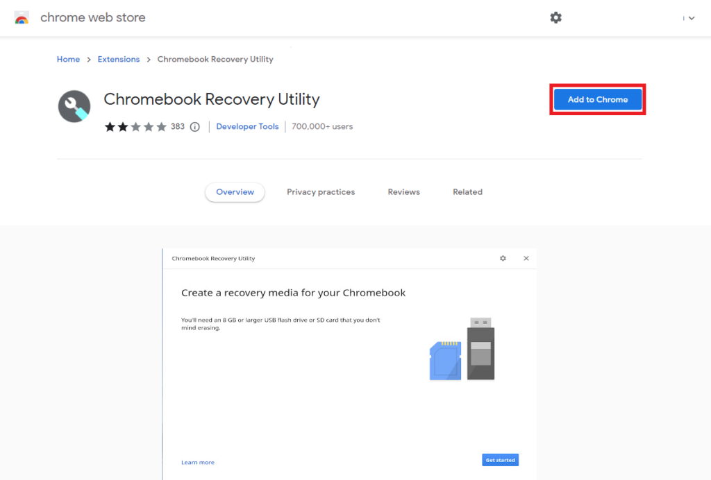 Add Chormebook Recovery Utility Tool
