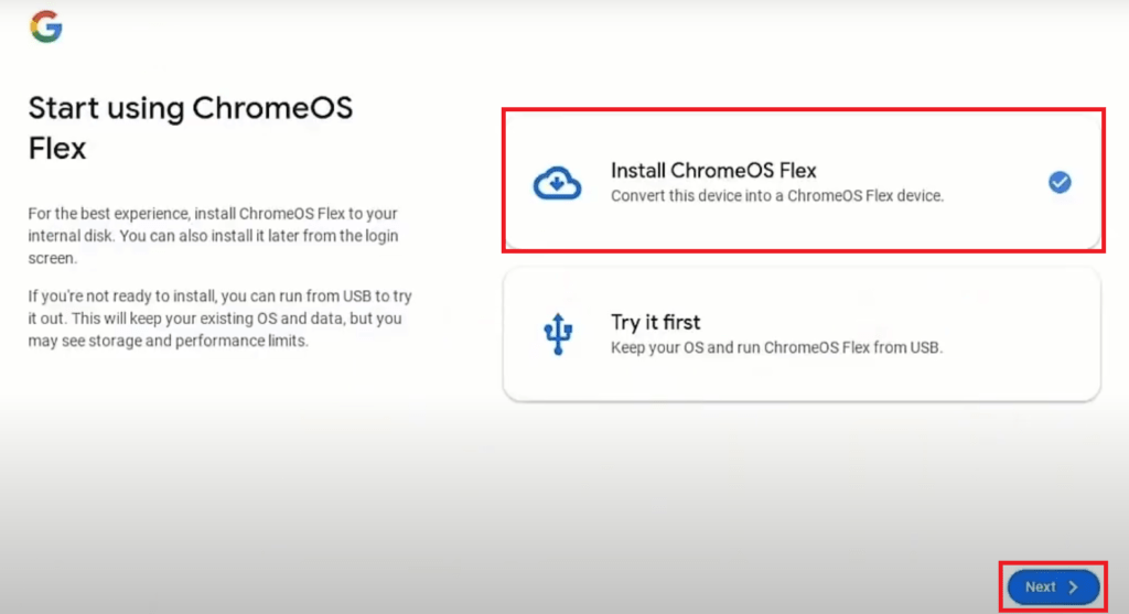 Install ChromeOS Flex