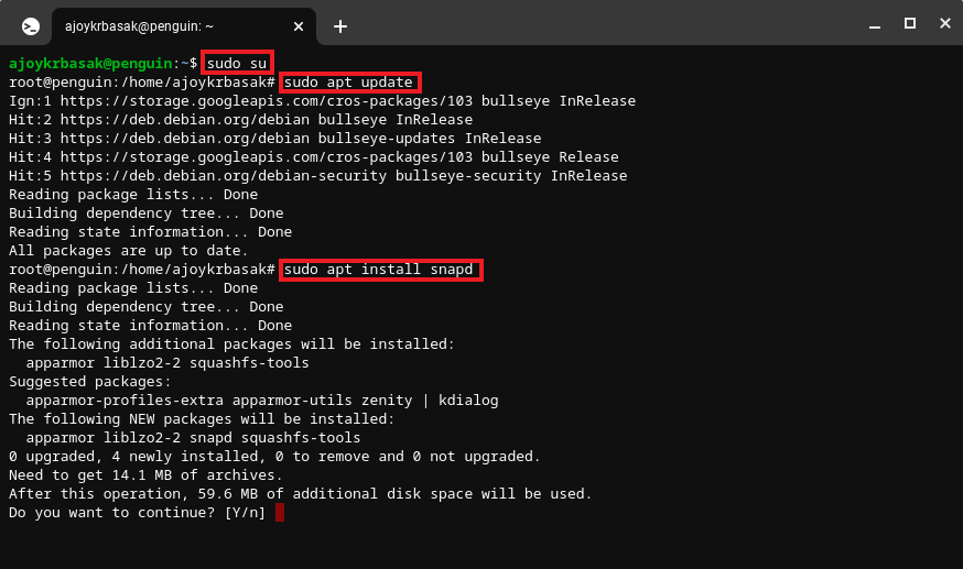 Installing Snapd with Su Command