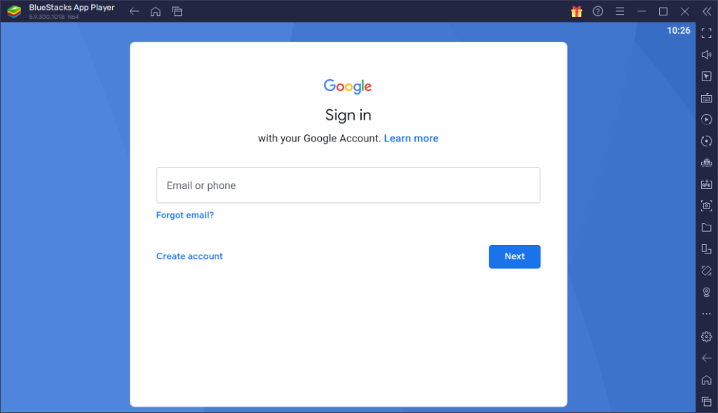 Sign-in Google Account on BlueStacks