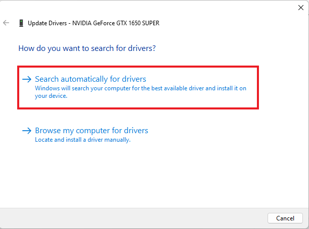 Search automatically for Drivers