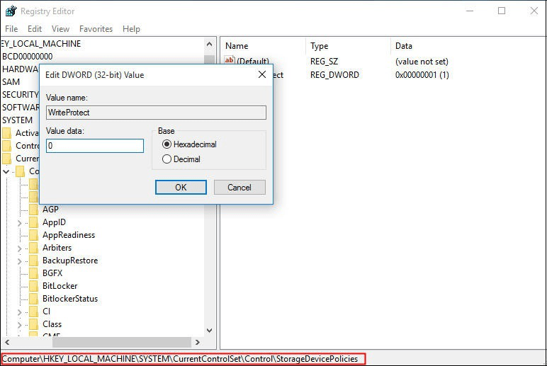 Change WriteProtect Value to 0 to Fix Read Only Error in SSD