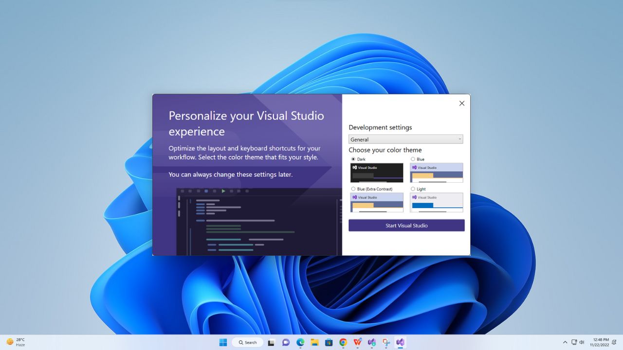 Installing Visual Studio 2022 on Windows 11