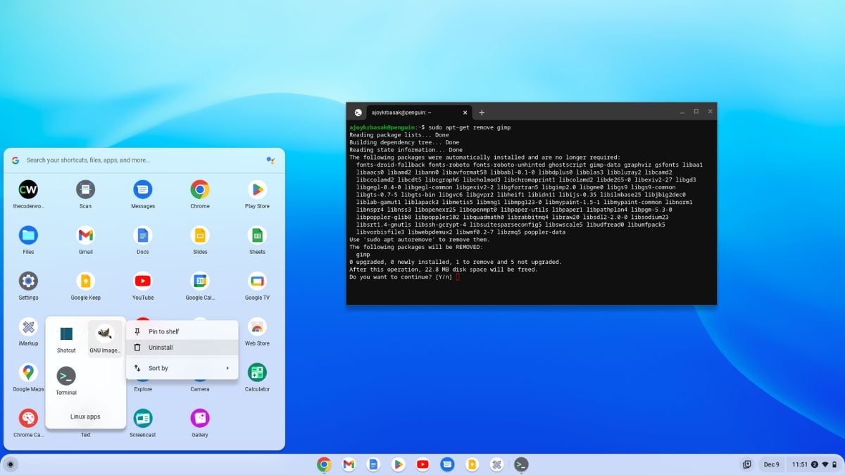 Uninstall Linux Apps on Chromebook