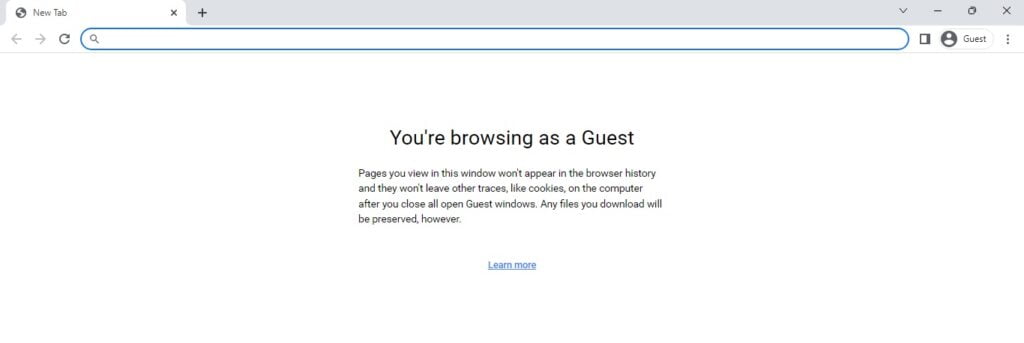 Guest Mode Window in Chrome