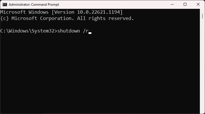 Restart your Computer using the Command Prompt