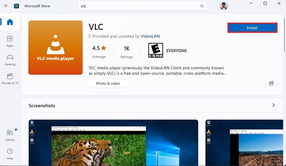 Installing VLC Media Player from Microsoft Store