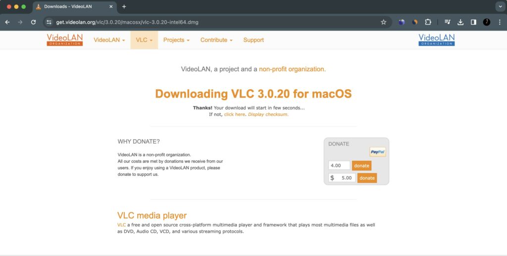 Downloading-VLC-3.0.20-for-macOS