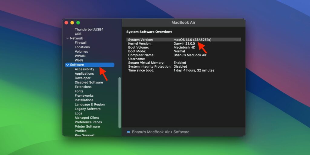 Check Which Version of macOS you are Using via Detailed Software System Information