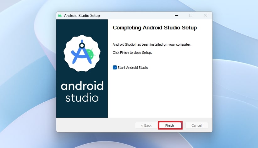 Android Installation Completion Window