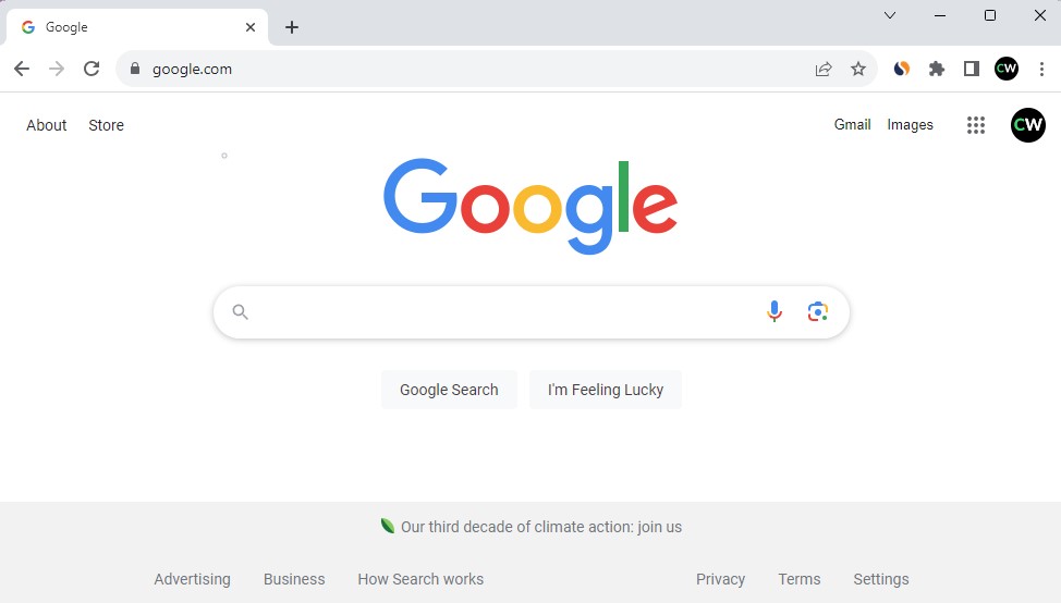 Interface of Google Chrome Browser
