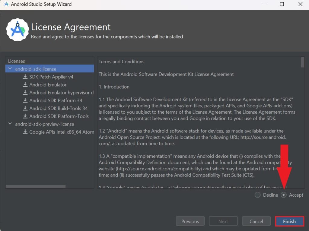 License Agreement Screen in Android Studio