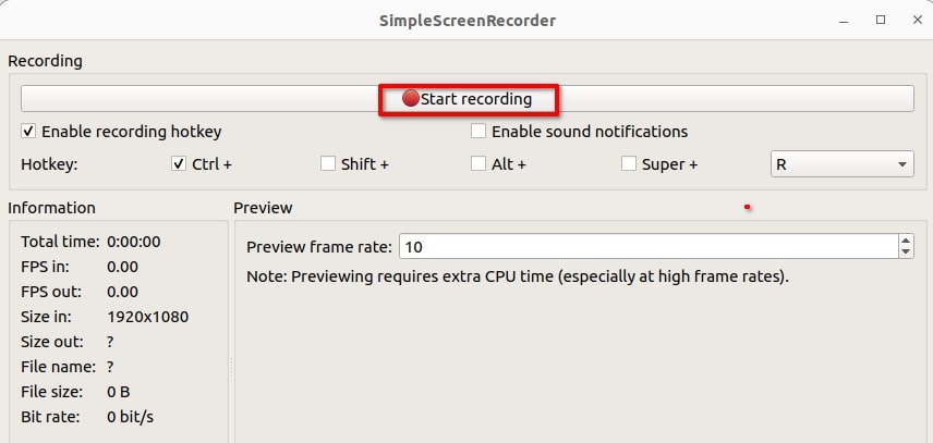 Start Recording with SimpleScreenRecorder