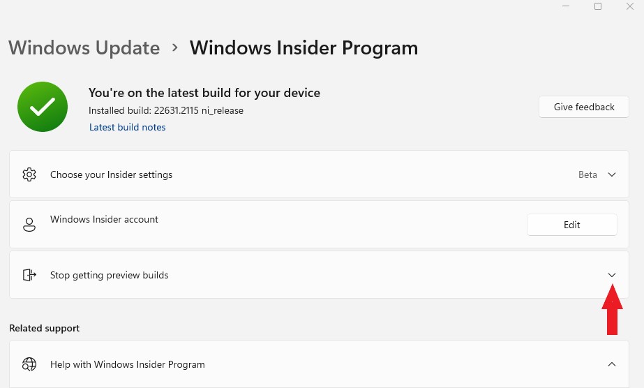 Leaving the Windows Insider Program from Windows OS