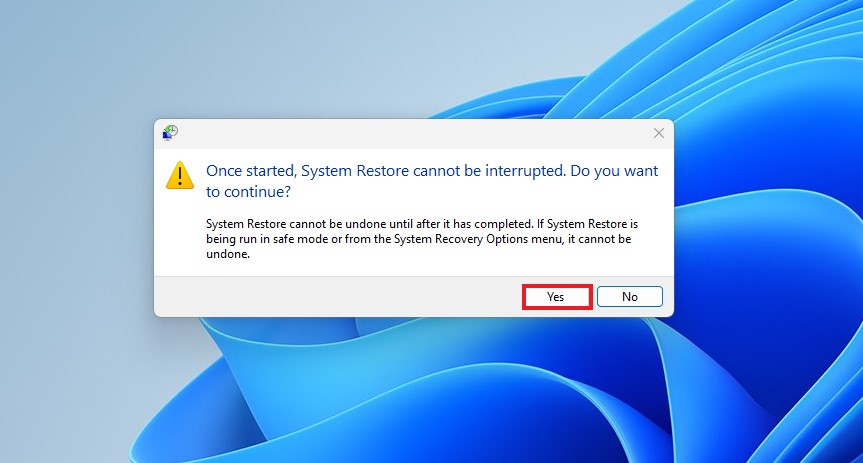 System Restore tot fix Brightness Control not working on Windows 11