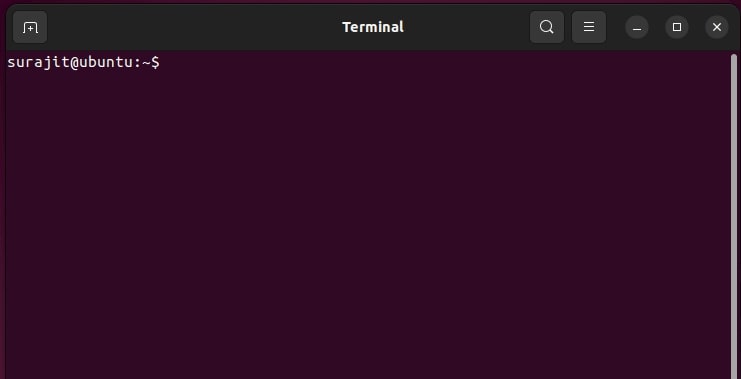 The interface of Terminal on Ubuntu