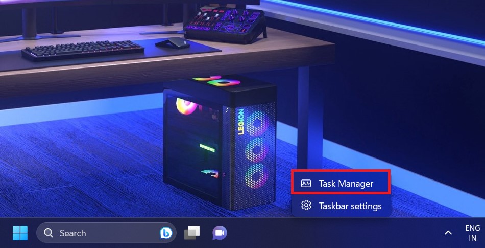 Accessing Task Manager from the Taskbar