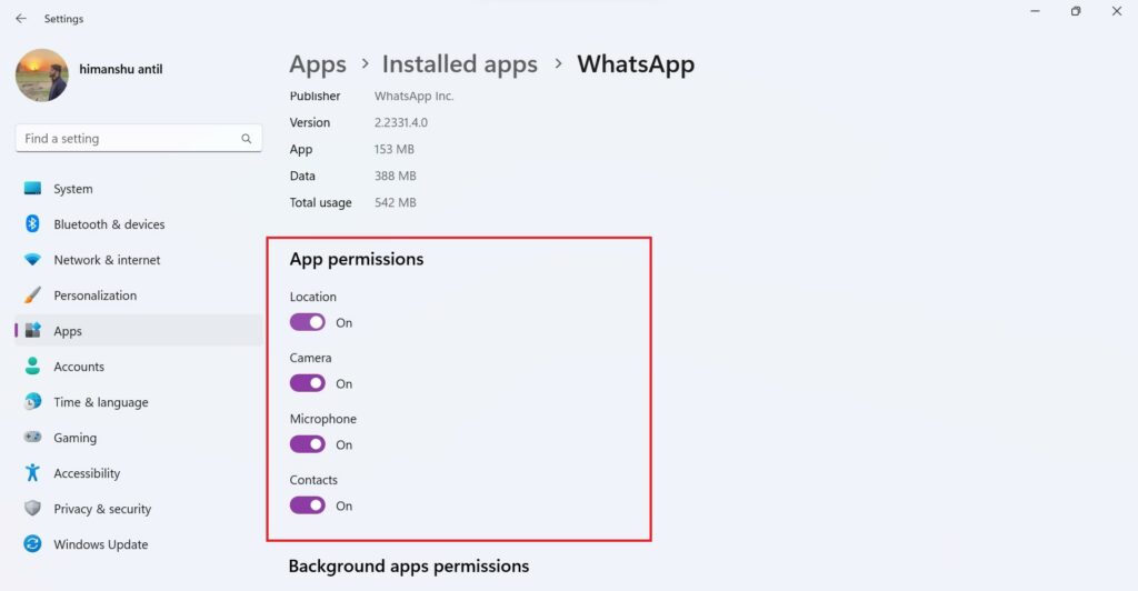 Allowing App Permission on Windows