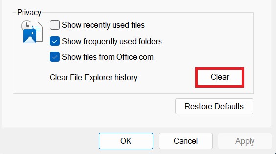 Clearing Cache to Fix File Explorer Search Not Working