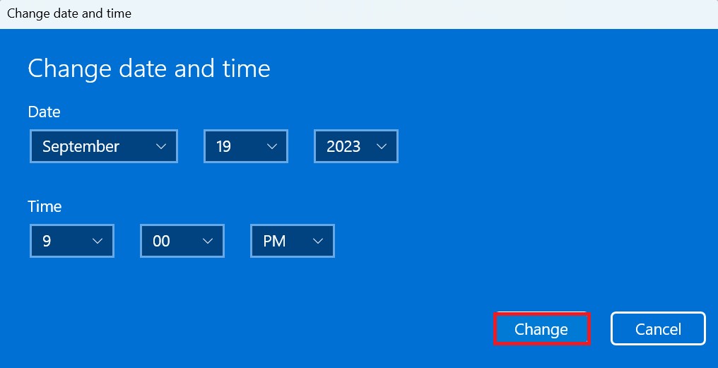 Changing Date and Time Manually
