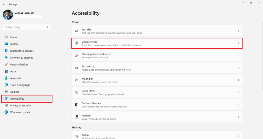 Accessibility Settings