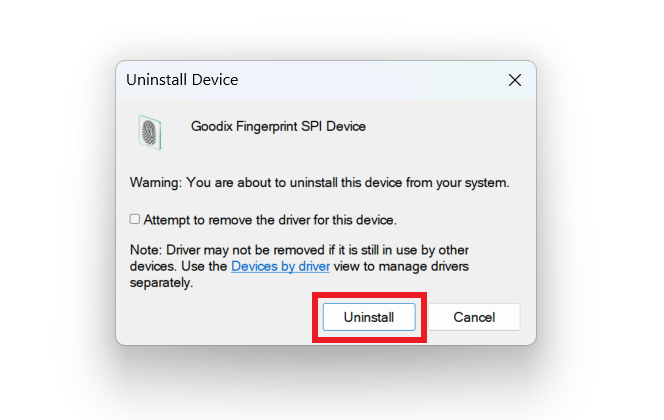 Uninstall Device for Device Manager