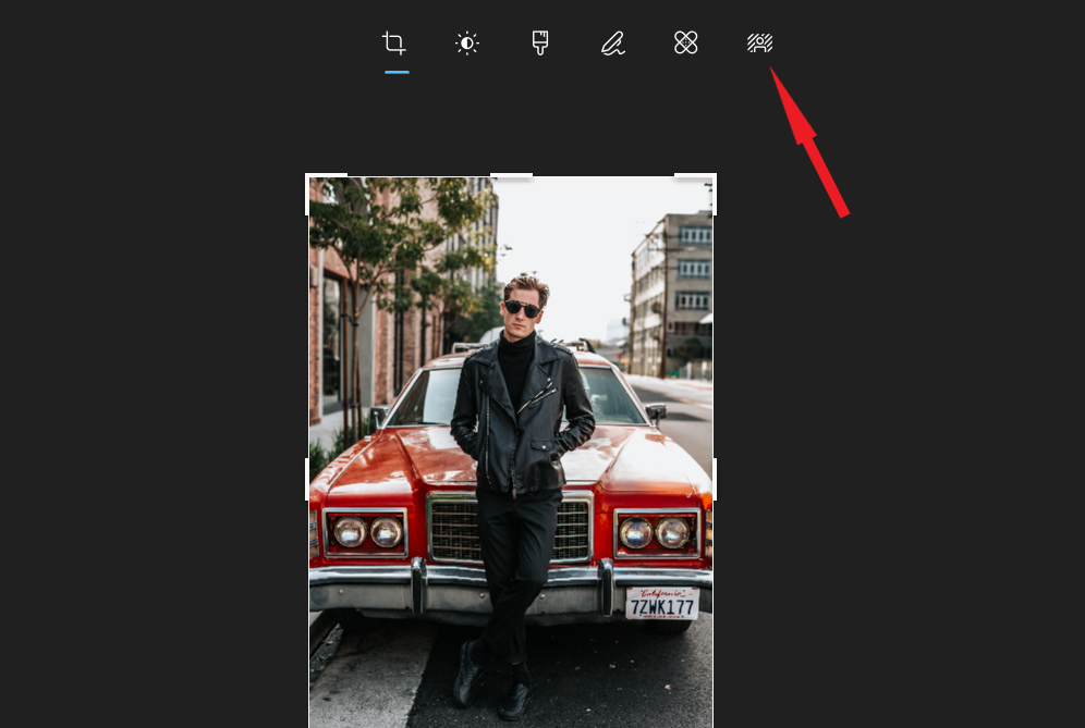 Clicking the Background Blur icon from the tool