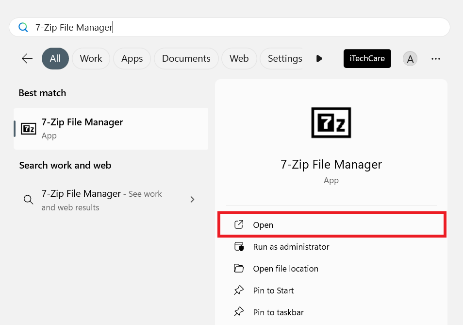 Open 7-Zip File Manager
