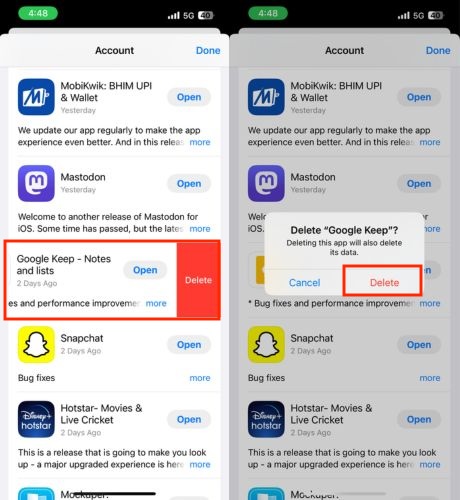 Delete Apps on iPhone and iPad using the App Store
